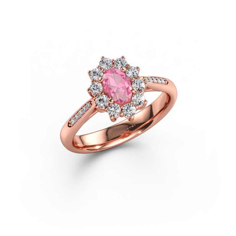 Bild av Förlovningsring Leesa 2 585 roséguld Rosa safir 6x4 mm