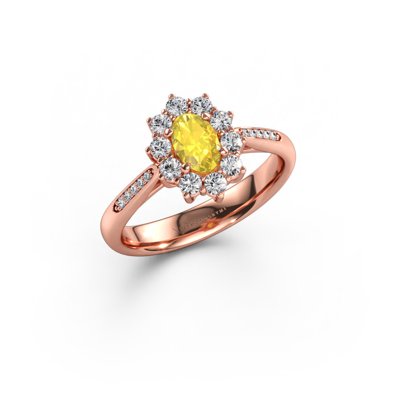 Immagine di Anello di fidanzamento Leesa 2 585 oro rosa Zaffiro giallo 6x4 mm