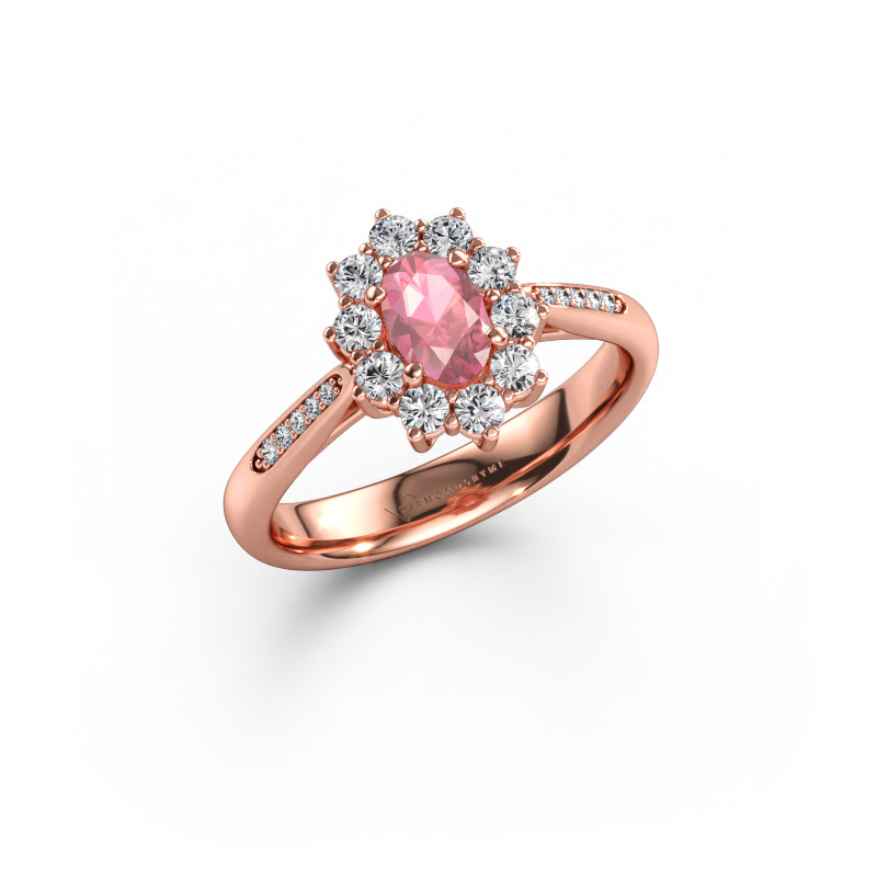 Immagine di Anello di fidanzamento Leesa 2 585 oro rosa Tormalina rosa 6x4 mm