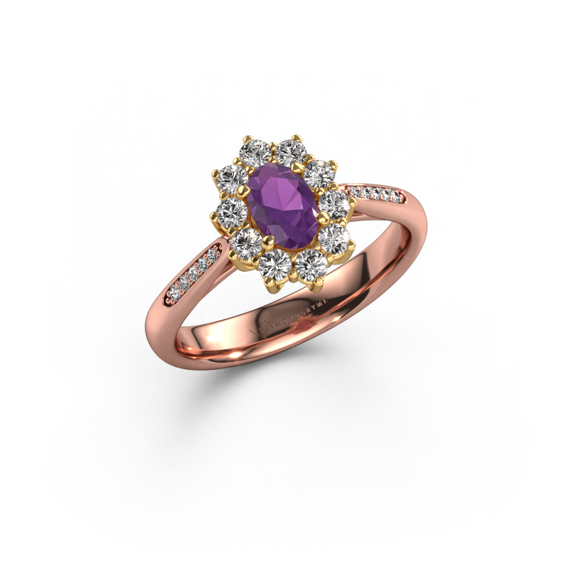 Bild von Verlobungsring Leesa 2 585 Roségold Amethyst 6x4 mm