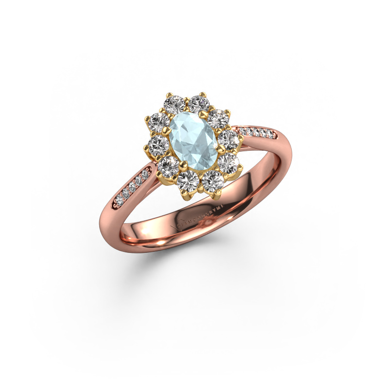 Bild von Verlobungsring Leesa 2 585 Roségold Aquamarin 6x4 mm
