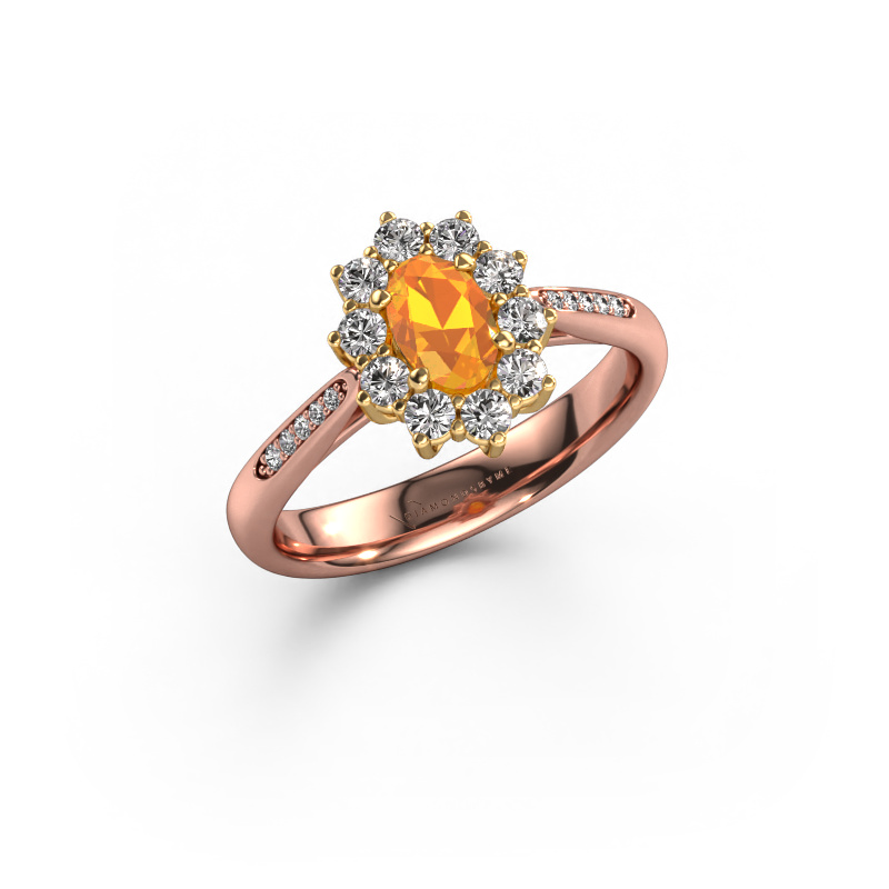 Image of Engagement ring Leesa 2 585 rose gold Citrin 6x4 mm