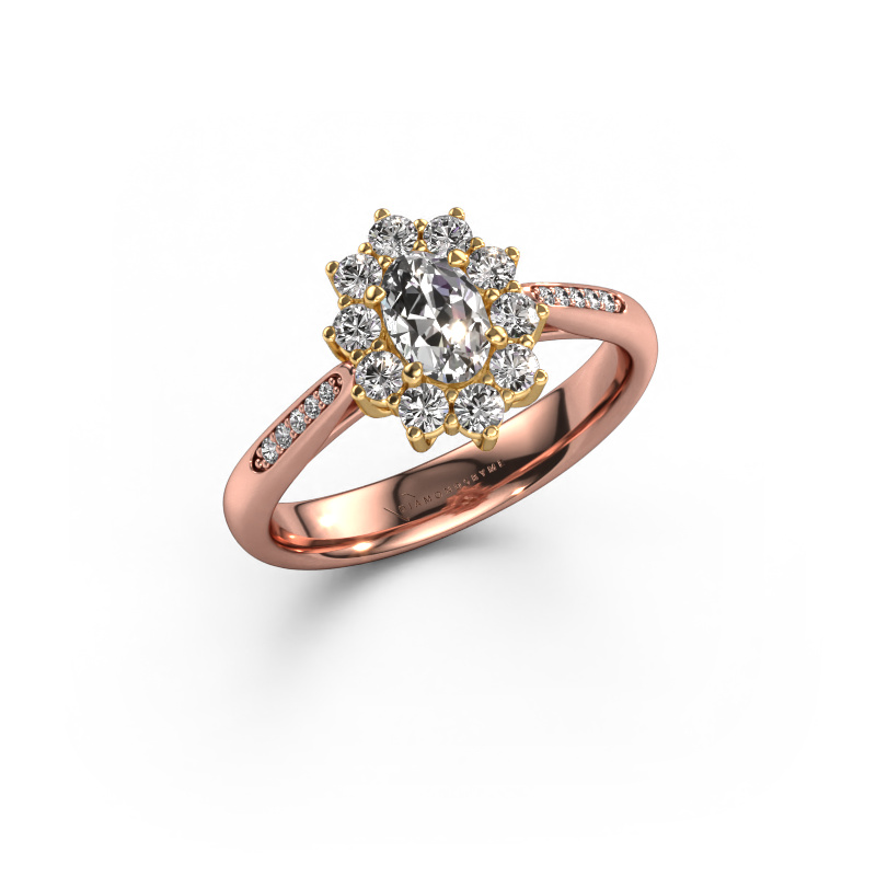 Image of Engagement ring Leesa 2 585 rose gold Custom diamond 6x4 mm