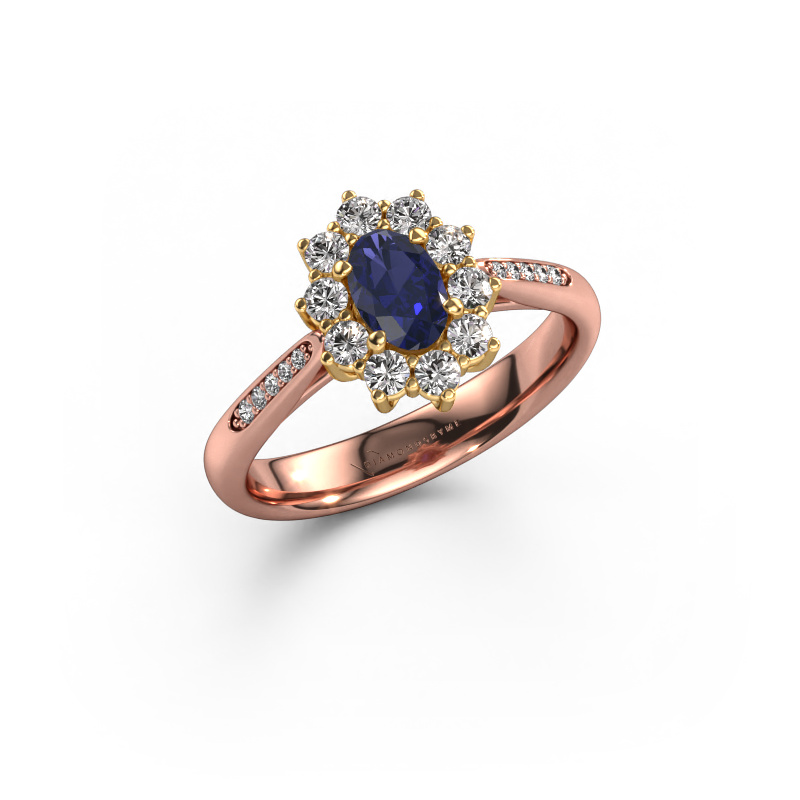 Image of Engagement ring Leesa 2 585 rose gold Sapphire 6x4 mm