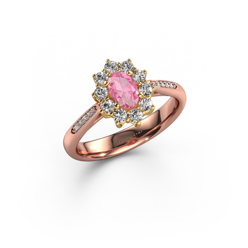 Bild von Verlobungsring Leesa 2 585 Roségold Pink Saphir 6x4 mm