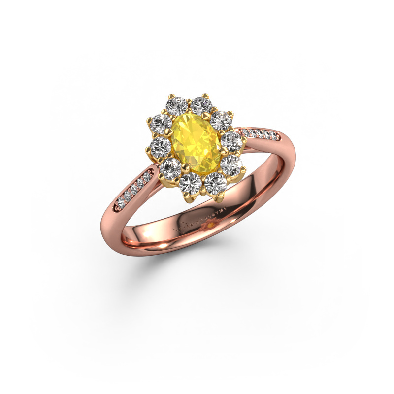 Bild von Verlobungsring Leesa 2 585 Roségold Gelb Saphir 6x4 mm