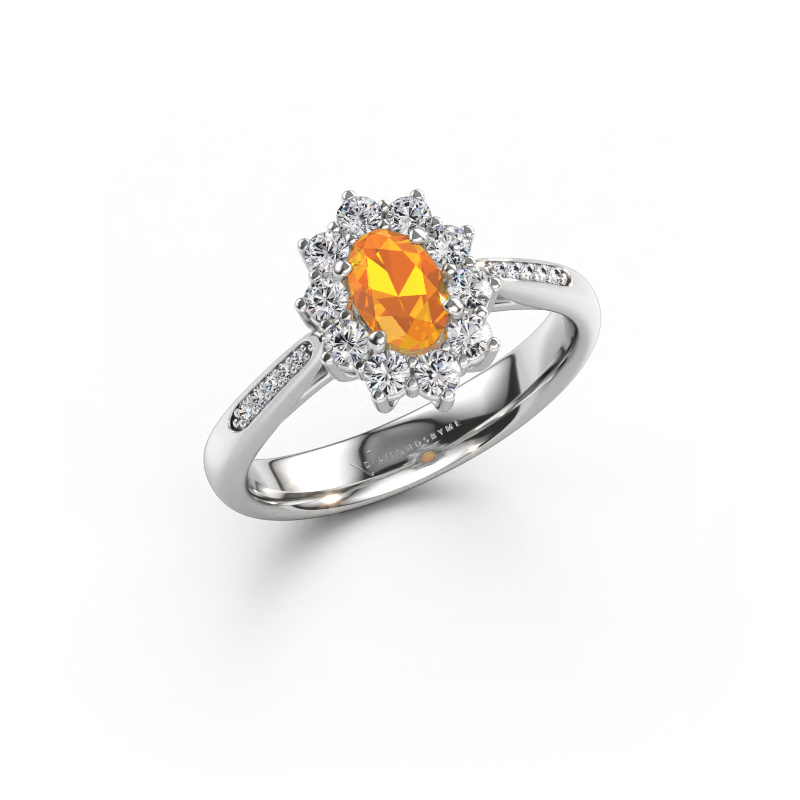 Bild av Förlovningsring Leesa 2 585 vitt guld Citrin 6x4 mm