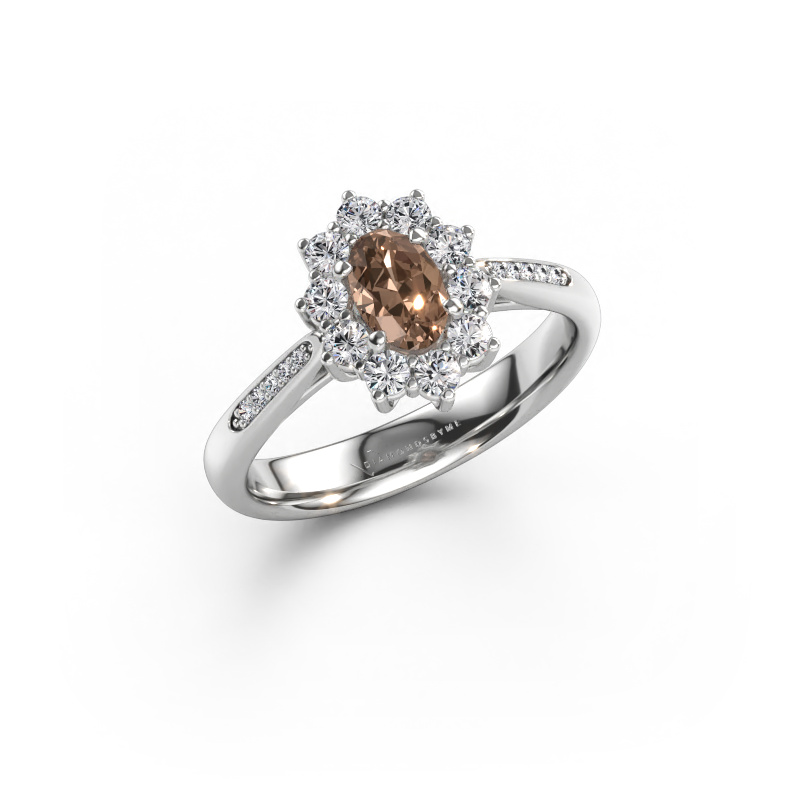 Immagine di Anello di fidanzamento Leesa 2 585 oro bianco Diamante marrone 0.748 crt
