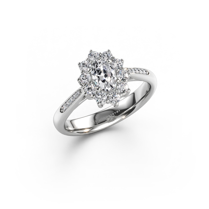 Immagine di Anello di fidanzamento Leesa 2 585 oro bianco Diamante a tua scelta 6x4 mm