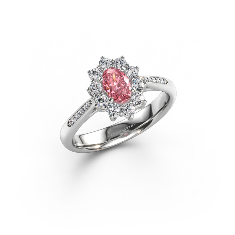 Immagine di Anello di fidanzamento Leesa 2 585 oro bianco Diamante lab grown rosa 6x4 mm