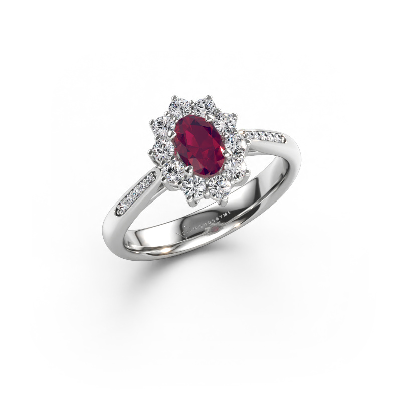 Immagine di Anello di fidanzamento Leesa 2 585 oro bianco Rodolite 6x4 mm