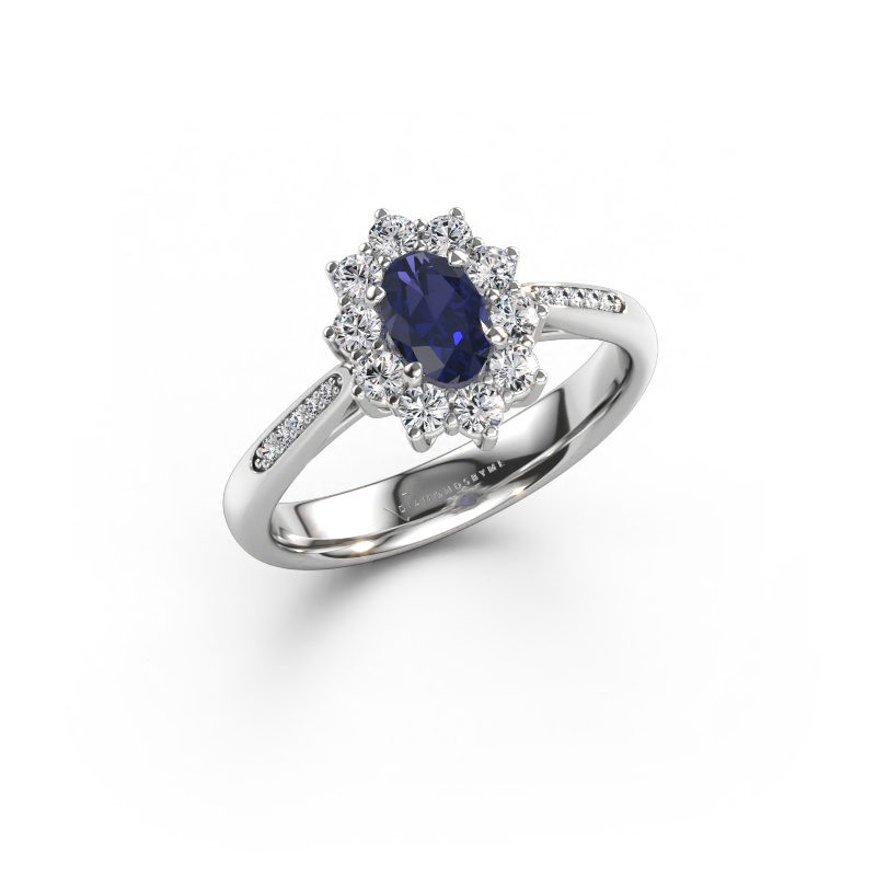 Bild av Förlovningsring Leesa 2 585 vitt guld Safir 6x4 mm