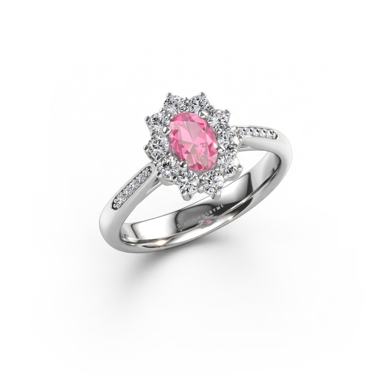 Bild av Förlovningsring Leesa 2 585 vitt guld Rosa safir 6x4 mm