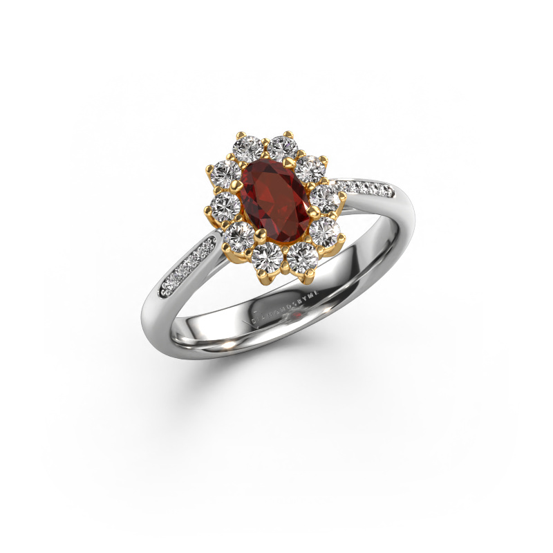 Image of Engagement ring Leesa 2 585 white gold Garnet 6x4 mm