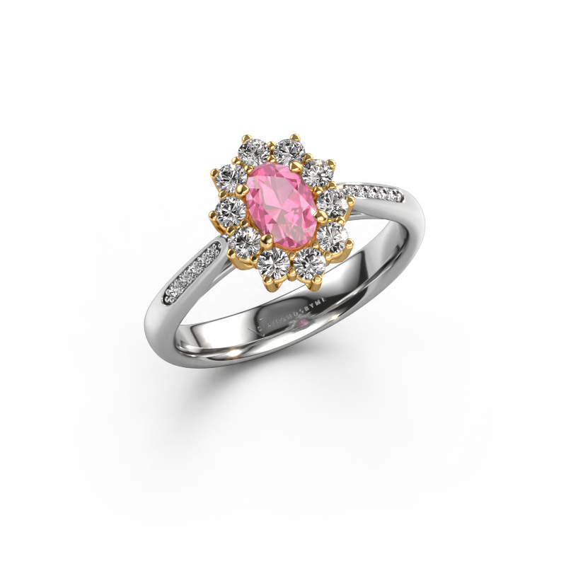 Image de Bague de fiançailles Leesa 2 585 or blanc Saphir rose 6x4 mm
