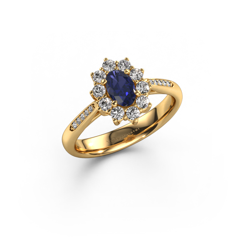 Image of Engagement ring Leesa 2 585 gold Sapphire 6x4 mm