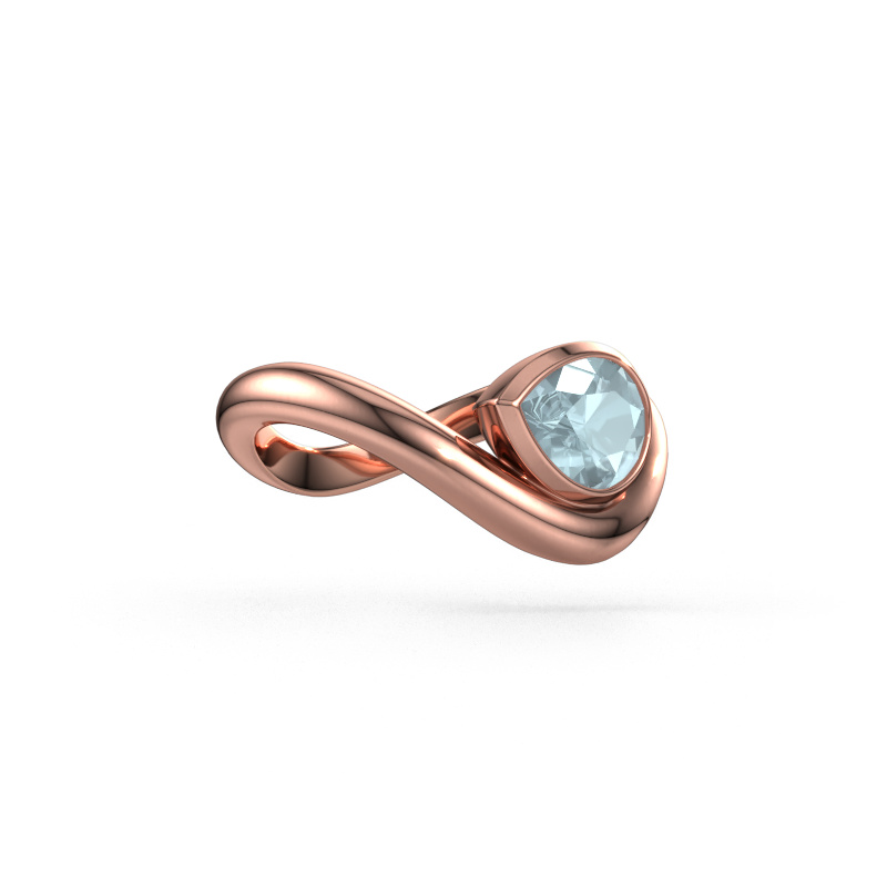 Bild von Ring Lena 585 Roségold Aquamarin 8x6 mm