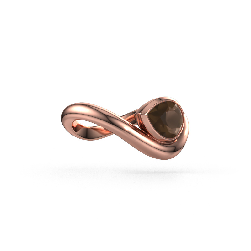 Afbeelding van Ring Lena 585 rosé goud Rookkwarts 8x6 mm