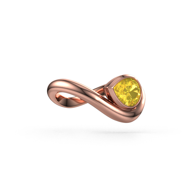 Image of Ring Lena 585 rose gold Yellow sapphire 8x6 mm