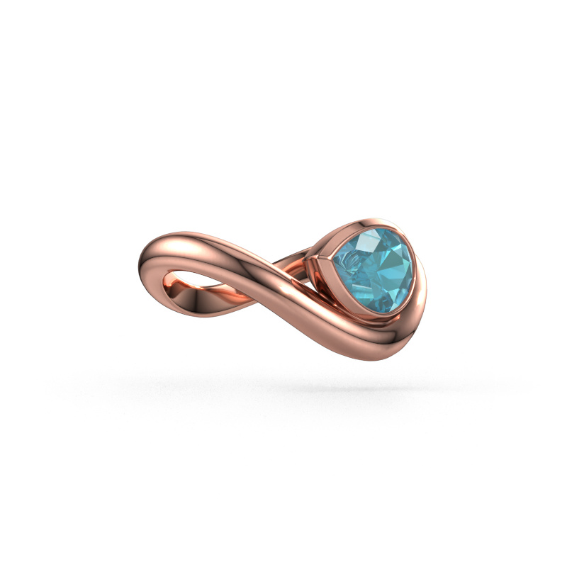 Image of Ring Lena 585 rose gold Blue topaz 8x6 mm