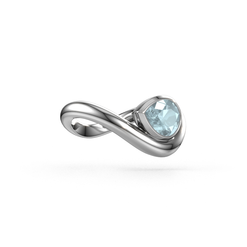 Image of Ring Lena 585 white gold Aquamarine 8x6 mm