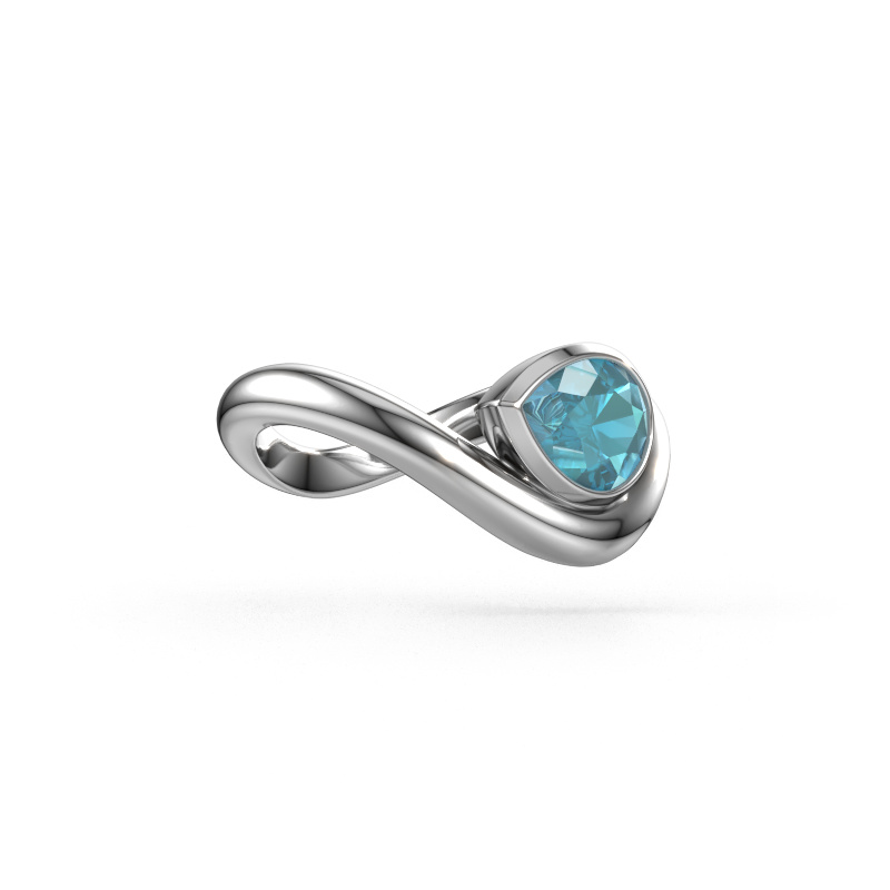 Image of Ring Lena 585 white gold Blue topaz 8x6 mm