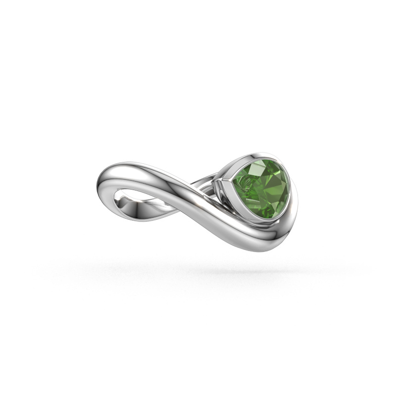 Immagine di Anello Lena 585 oro bianco Tormalina verde 8x6 mm