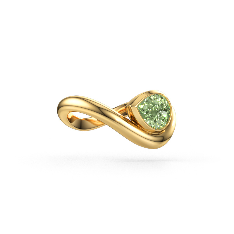 Bild av Ring Lena 585 gult guld Grön labbodlad diamant 8x6 mm