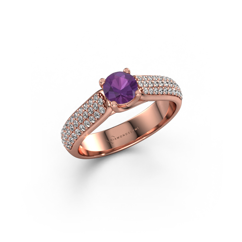 Image of Engagement ring Leoness 585 rose gold Amethyst 5 mm