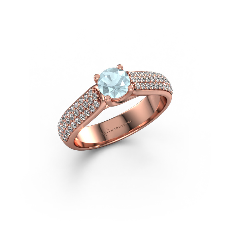 Afbeelding van Verlovingsring Leoness 585 rosé goud Aquamarijn 5 mm