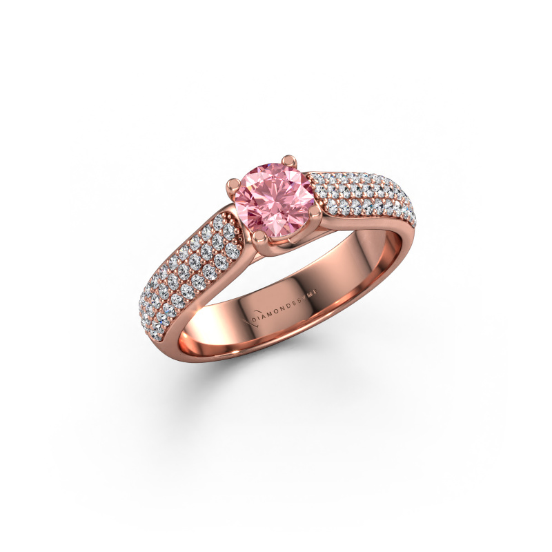 Image of Engagement ring Leoness 585 rose gold Pink lab grown diamond 5 mm