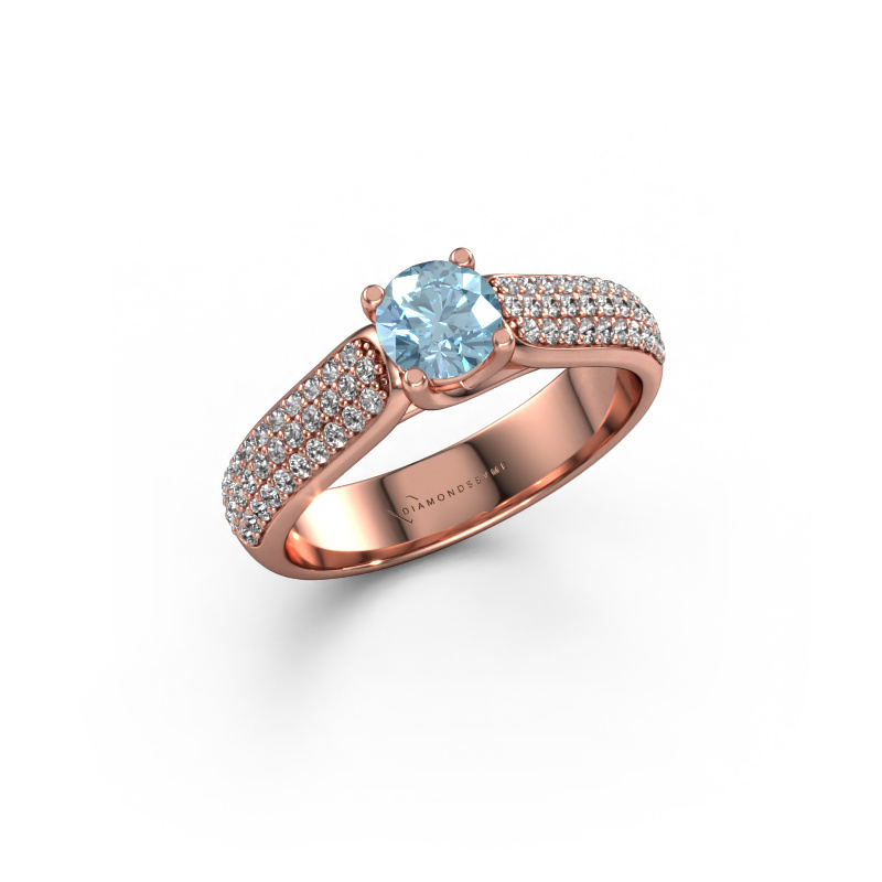 Image of Engagement ring Leoness 585 rose gold Blue lab grown diamond 5 mm