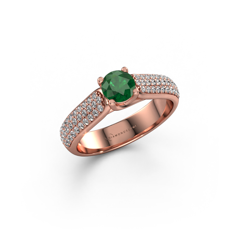 Image of Engagement ring Leoness 585 rose gold Emerald 5 mm