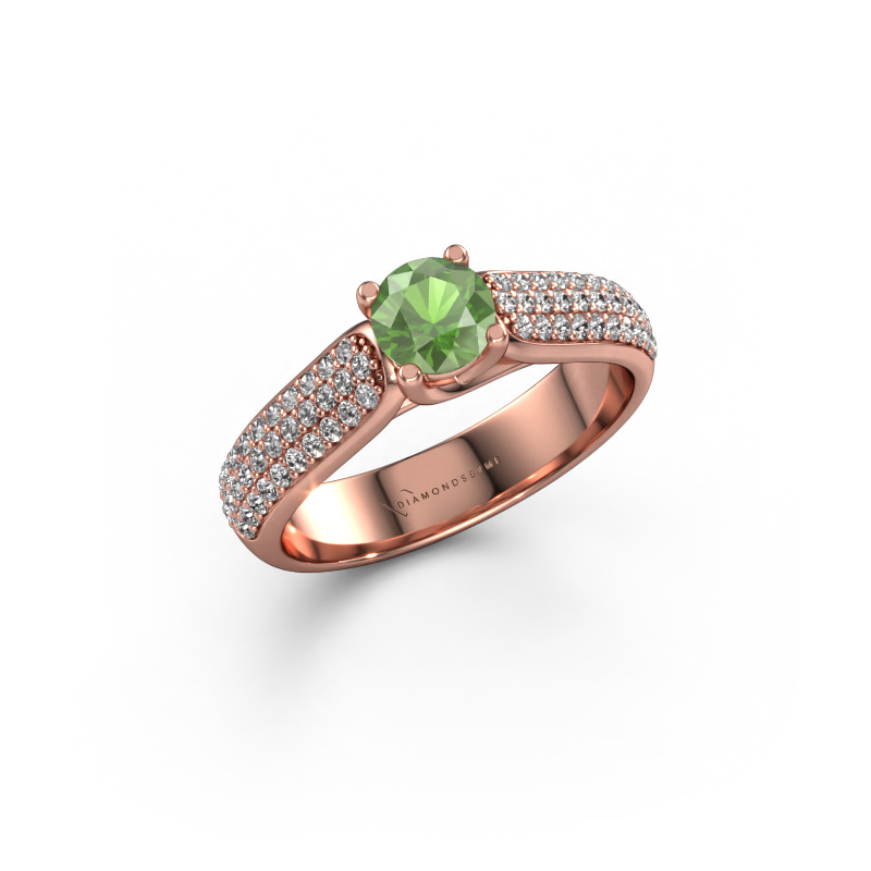 Image of Engagement ring Leoness 585 rose gold Tourmaline green 5 mm