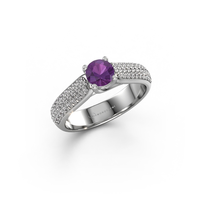 Image of Engagement ring Leoness 585 white gold Amethyst 5 mm