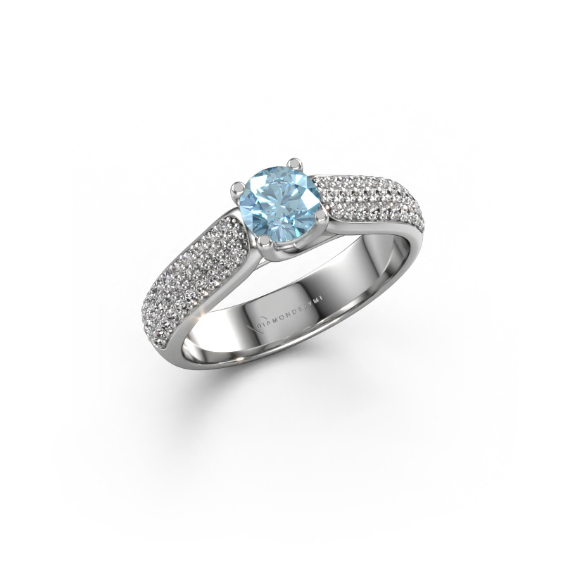 Image de Bague de fiançailles Leoness 950 platine Diamant synthétique bleu 5 mm