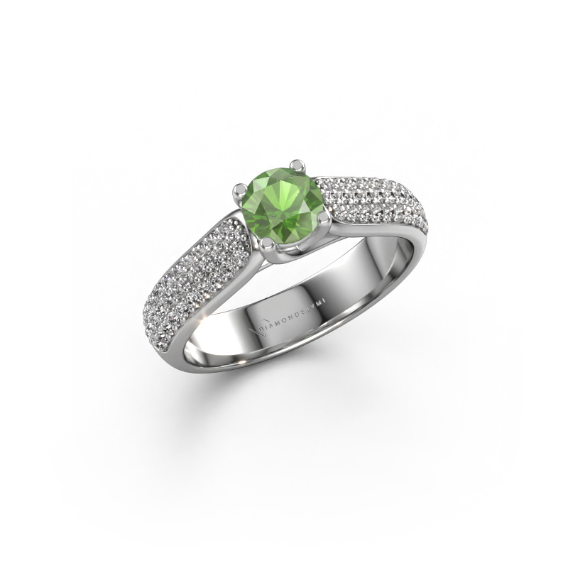 Image of Engagement ring Leoness 585 white gold Tourmaline green 5 mm