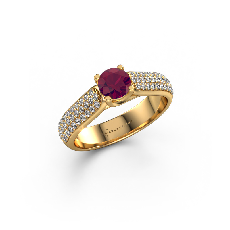 Image of Engagement ring Leoness 585 gold Rhodolite 5 mm