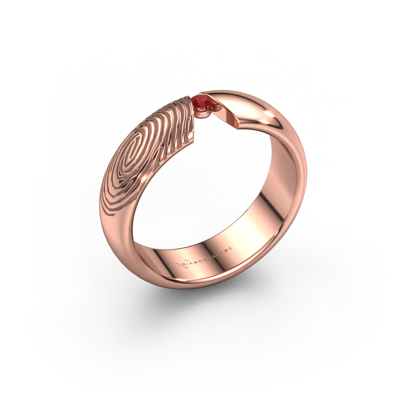 Image of Wedding ring Leonila 585 rose gold ±0.22x0.08 in Ruby 2 mm