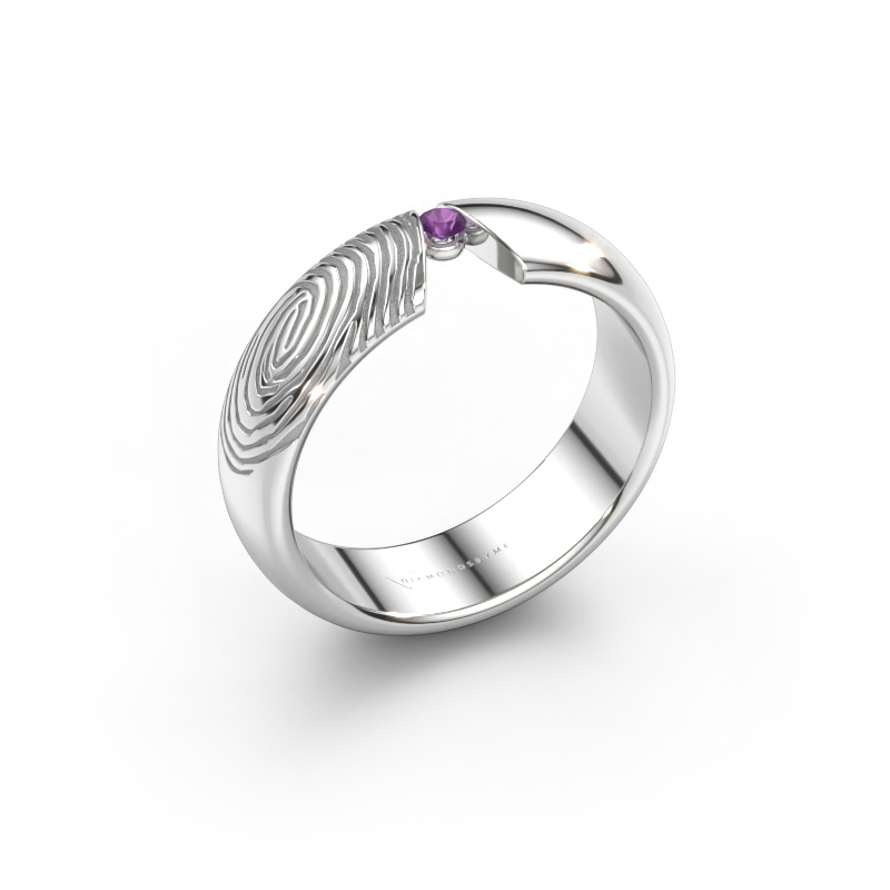 Image of Wedding ring Leonila 950 platinum ±5 x 1.8 mm Amethyst 2 mm