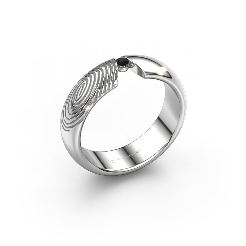 Bild von Ehering Leonila 950 Platin ±5,5x1.8 mm Schwarz Diamant 0.036 crt