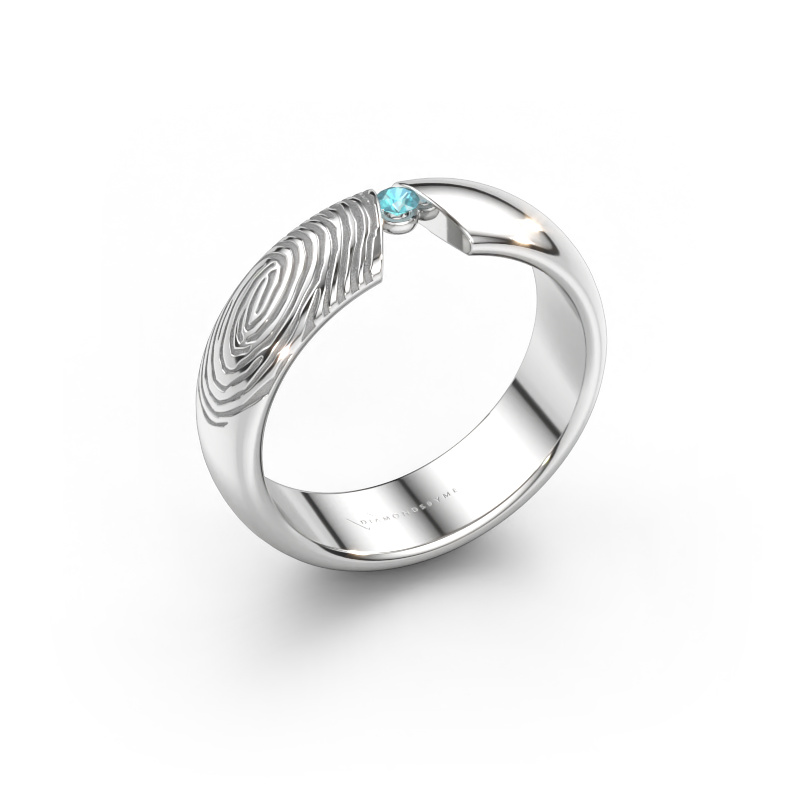 Image of Wedding ring Leonila 585 white gold ±5 x 1.8 mm Blue topaz 2 mm
