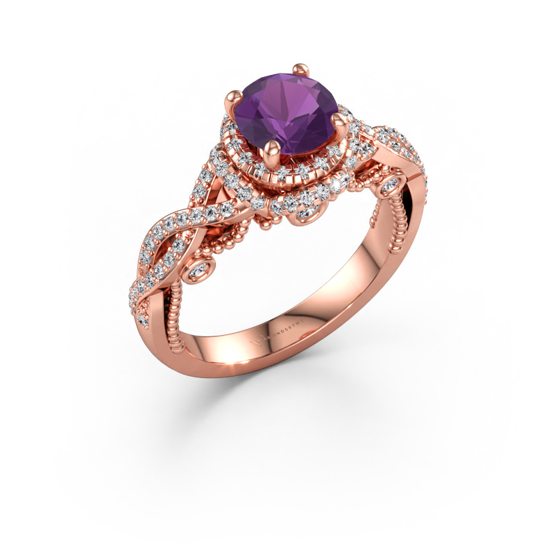 Immagine di Anello di fidanzamento Leora 585 oro rosa Ametista 6.5 mm