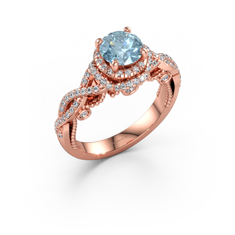 Immagine di Anello di fidanzamento Leora 585 oro rosa Diamante lab grown blu 6.5 mm