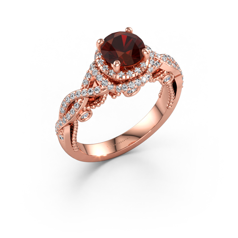 Immagine di Anello di fidanzamento Leora 585 oro rosa Granato 6.5 mm