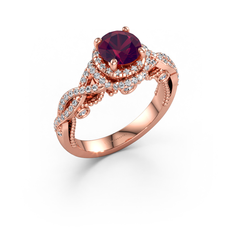 Immagine di Anello di fidanzamento Leora 585 oro rosa Rodolite 6.5 mm
