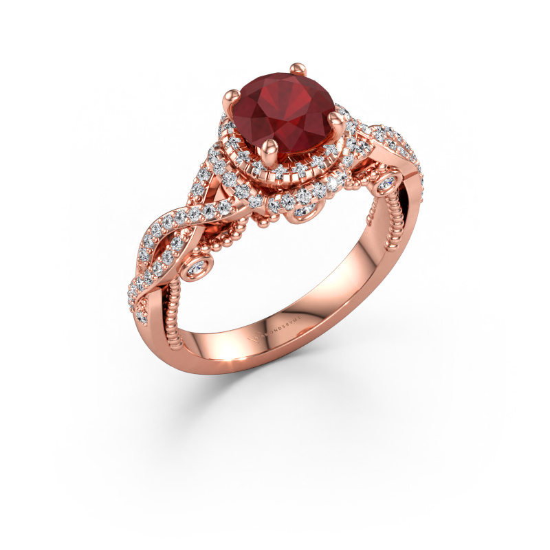 Immagine di Anello di fidanzamento Leora 585 oro rosa Rubino 6.5 mm