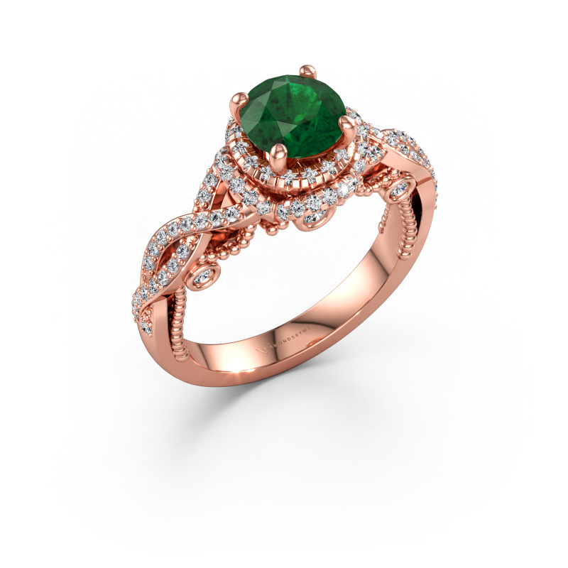 Immagine di Anello di fidanzamento Leora 585 oro rosa Smeraldo 6.5 mm