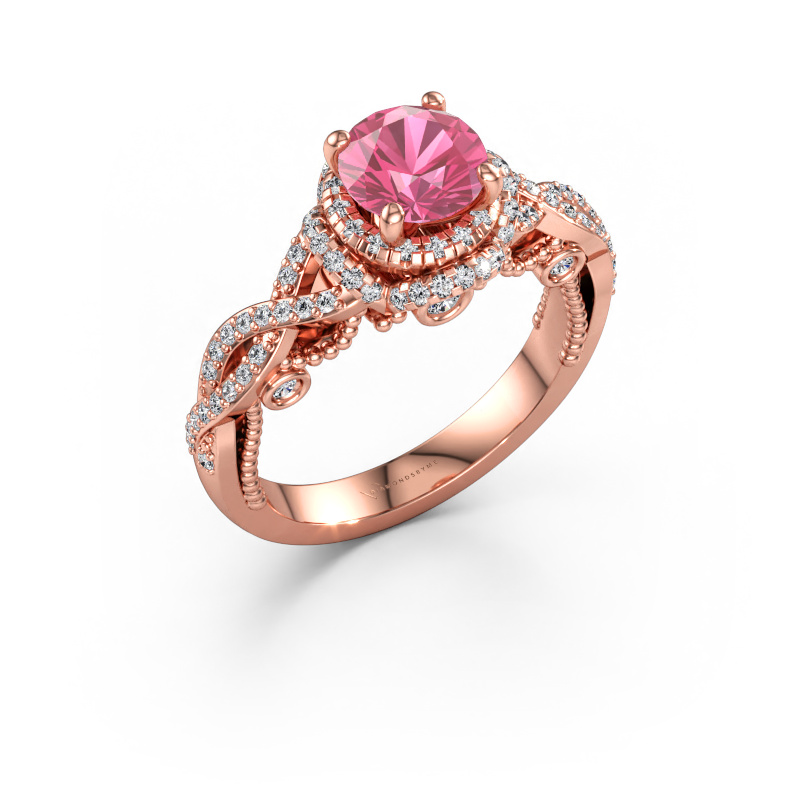 Bild av Förlovningsring Leora 585 roséguld Rosa safir 6.5 mm