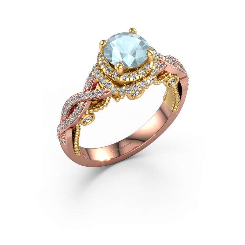 Image of Engagement ring Leora 585 rose gold Aquamarine 6.5 mm